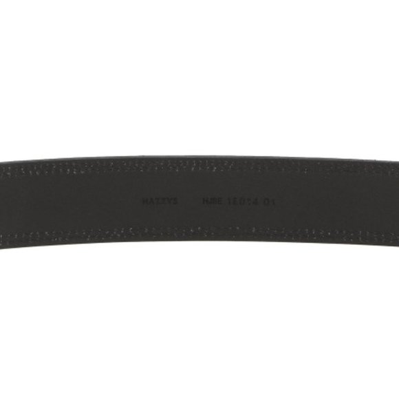 The black logo is engraved with a belt